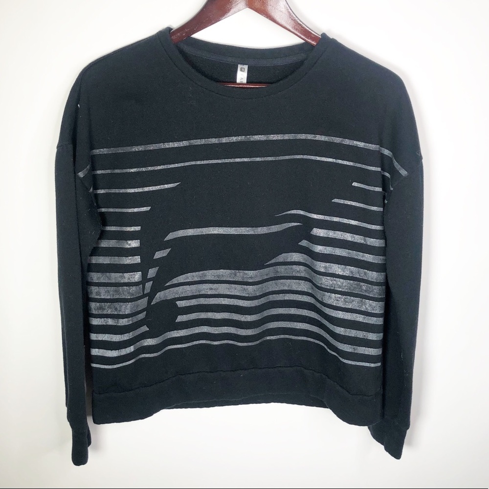 Fabletics Black Silver Snowshoe Pullover Sweater